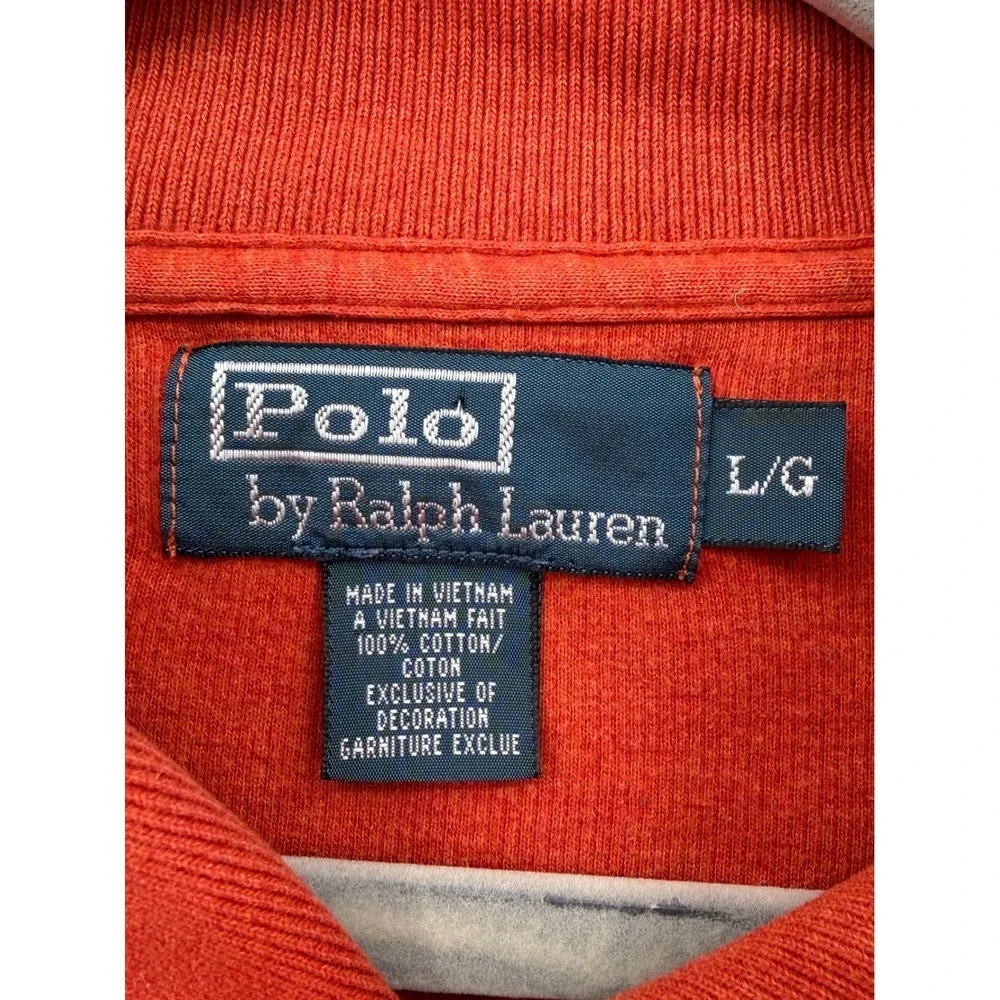 Polo Ralph Lauren‎ Shawl Neck Pullover Mens L Orange Cotton Knit Sweater L/G